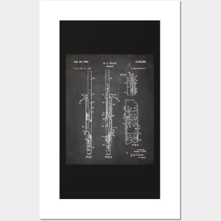 Bassoon Patent - Musician Classical Music Art - Black Chalkboard Posters and Art